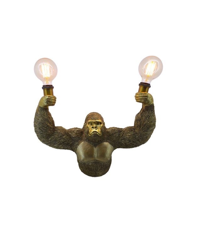 Invicta Interior Wandlamp KING APE 50 cm handgemaakt goud - 48031
