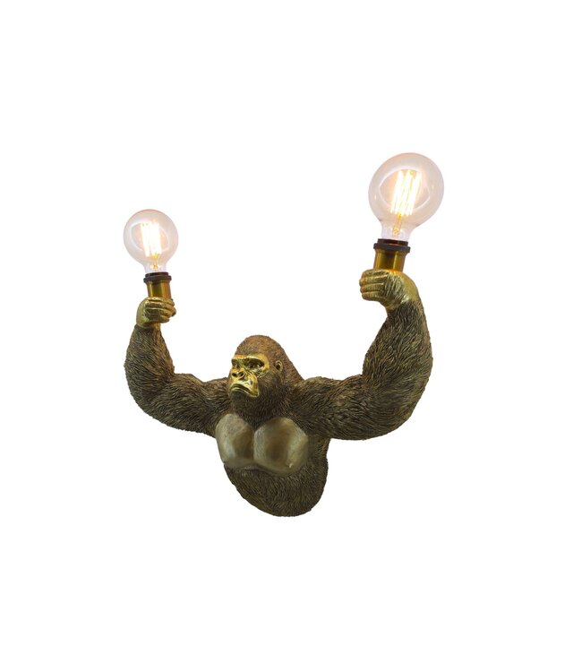 Invicta Interior Wandlamp KING APE 50 cm handgemaakt goud - 48031