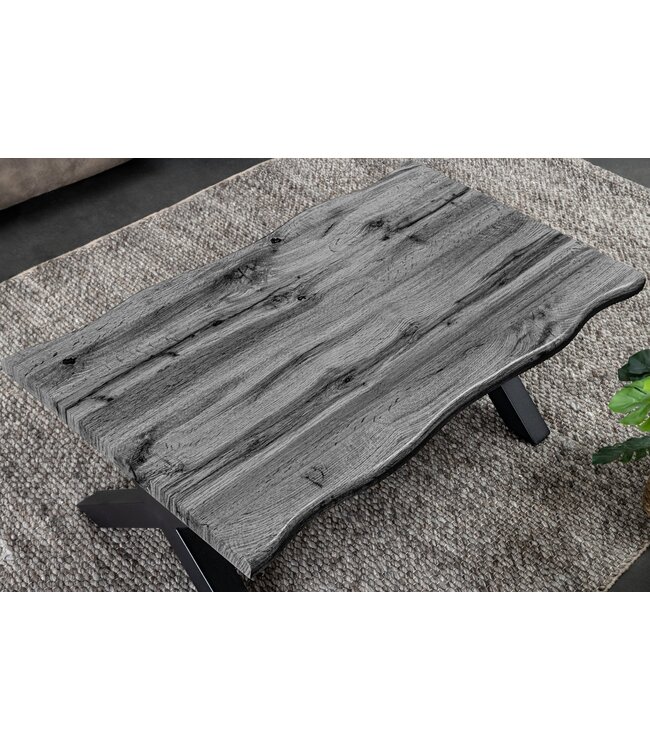 Invicta Interior Salontafel WILD, 90 cm tafelblad, 30 mm X-vormige poten, wilde eikenlook, grijs - 47636