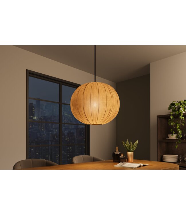 Invicta Interior Hanglamp ORGANIC 35 cm natuurlijke stoffen kap goudkleurig in boho-stijl - 45843