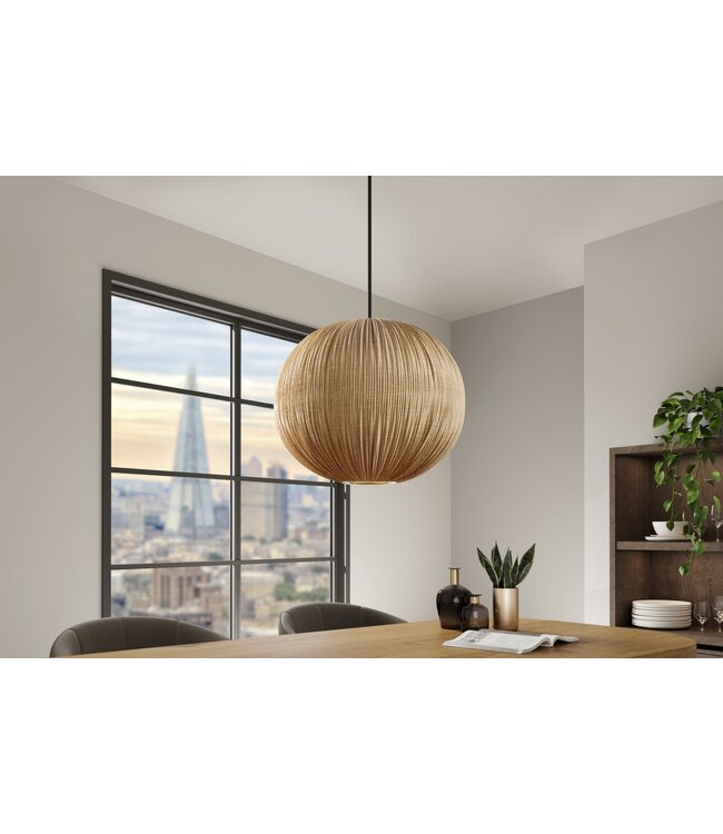 Invicta Interior Hanglamp ORGANIC 35 cm natuurlijke stoffen kap goudkleurig in boho-stijl - 45843