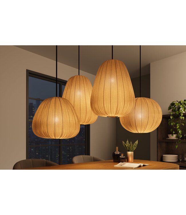 Invicta Interior Hanglamp ORGANIC 35 cm natuurlijke stoffen kap goudkleurig in boho-stijl - 45843