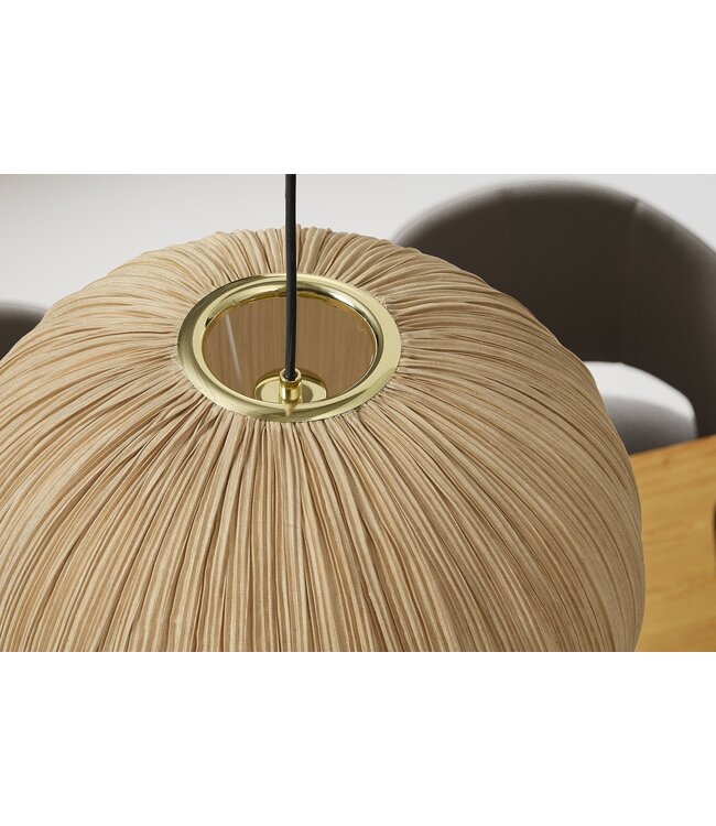Invicta Interior Hanglamp ORGANIC 35 cm natuurlijke stoffen kap goudkleurig in boho-stijl - 45843