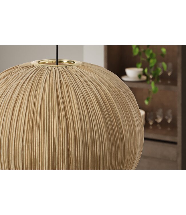 Invicta Interior Hanglamp ORGANIC 35 cm natuurlijke stoffen kap goudkleurig in boho-stijl - 45843