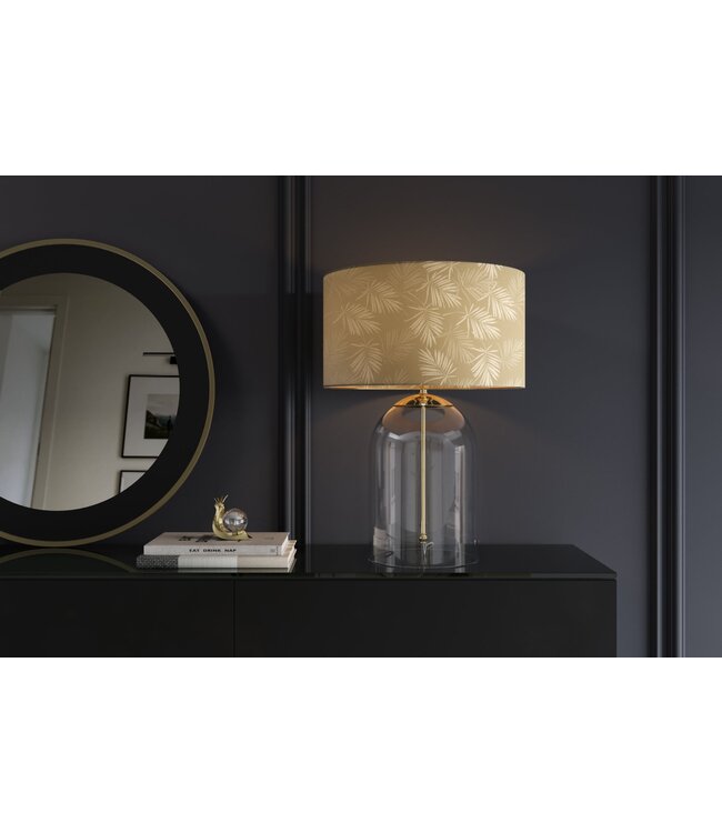 Invicta Interior Tafellamp CLASSICO 55 cm lampenkap wit goudkleurig glas transparant goud - 46013