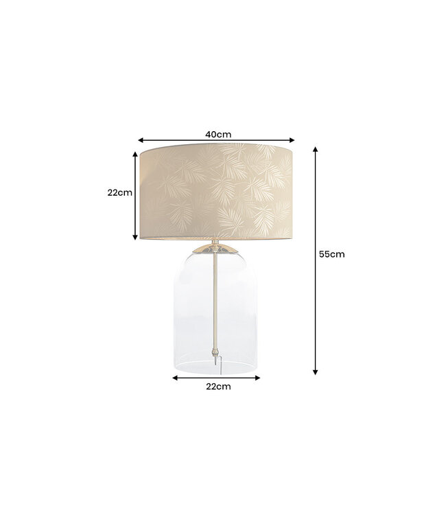 Invicta Interior Tafellamp CLASSICO 55 cm lampenkap wit goudkleurig glas transparant goud - 46013