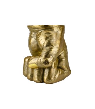 Invicta Interior Bijzettafel VUIST 50 cm rond handgemaakt beeldje goud - 48011