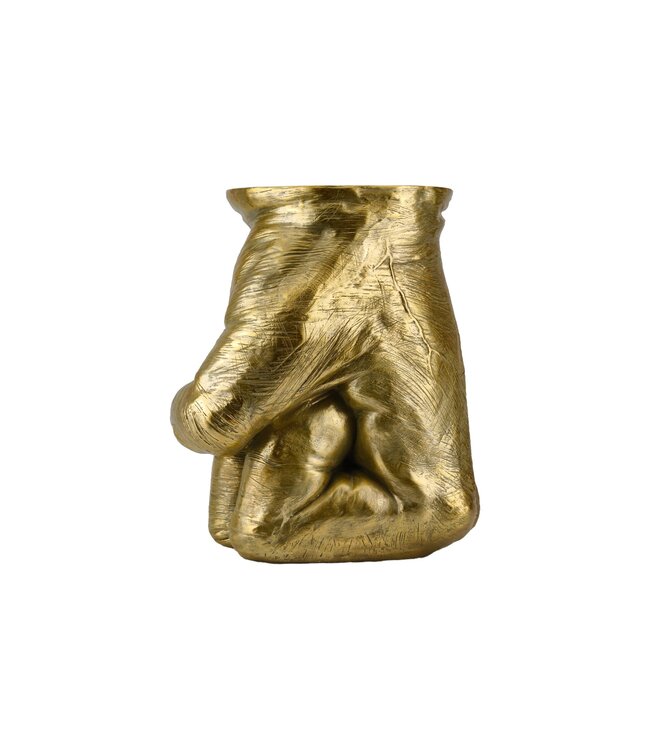 Invicta Interior Bijzettafel VUIST 50 cm rond handgemaakt beeldje goud - 48011