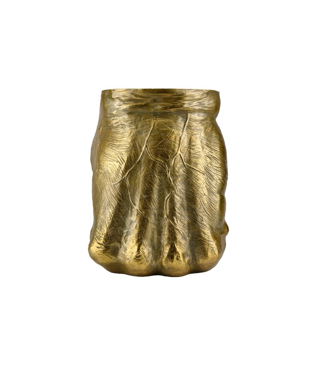 Invicta Interior Bijzettafel VUIST 50 cm rond handgemaakt beeldje goud - 48011