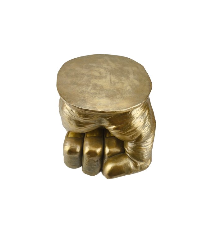 Invicta Interior Bijzettafel VUIST 50 cm rond handgemaakt beeldje goud - 48011