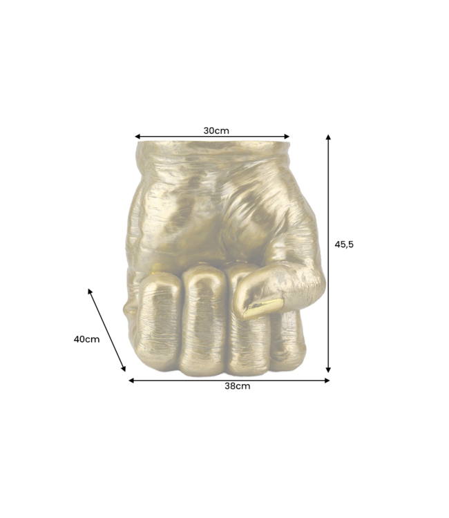 Invicta Interior Bijzettafel VUIST 50 cm rond handgemaakt beeldje goud - 48011