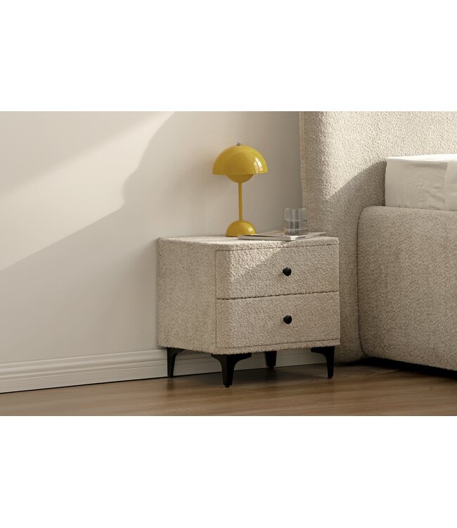 Invicta Interior Nachtkastje ART DECO 45cm bouclé greige - 45333