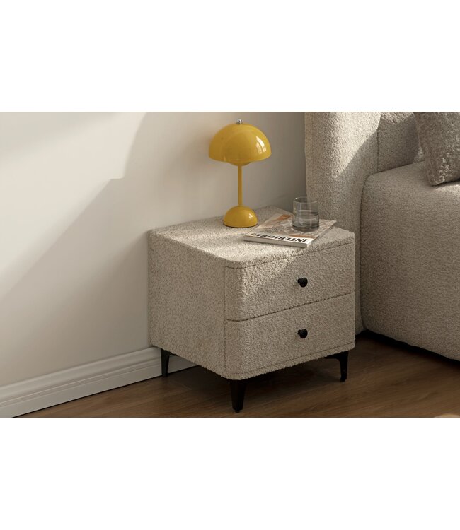 Invicta Interior Nachtkastje ART DECO 45cm bouclé greige - 45333