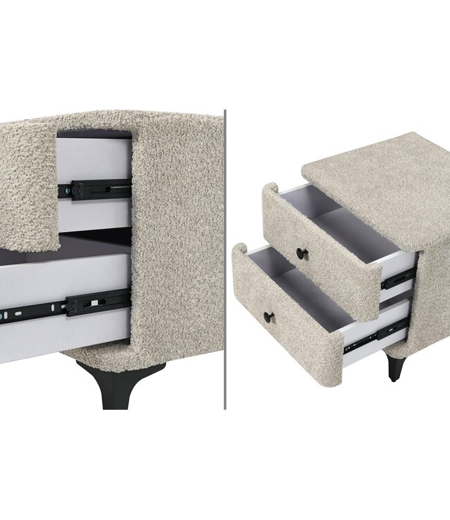 Invicta Interior Nachtkastje ART DECO 45cm bouclé greige - 45333