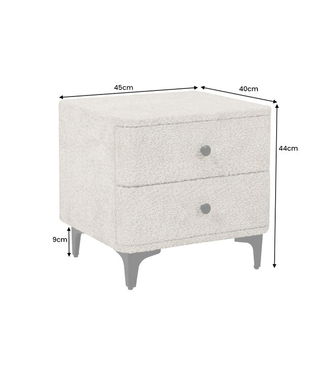 Invicta Interior Nachtkastje ART DECO 45cm bouclé greige - 45333