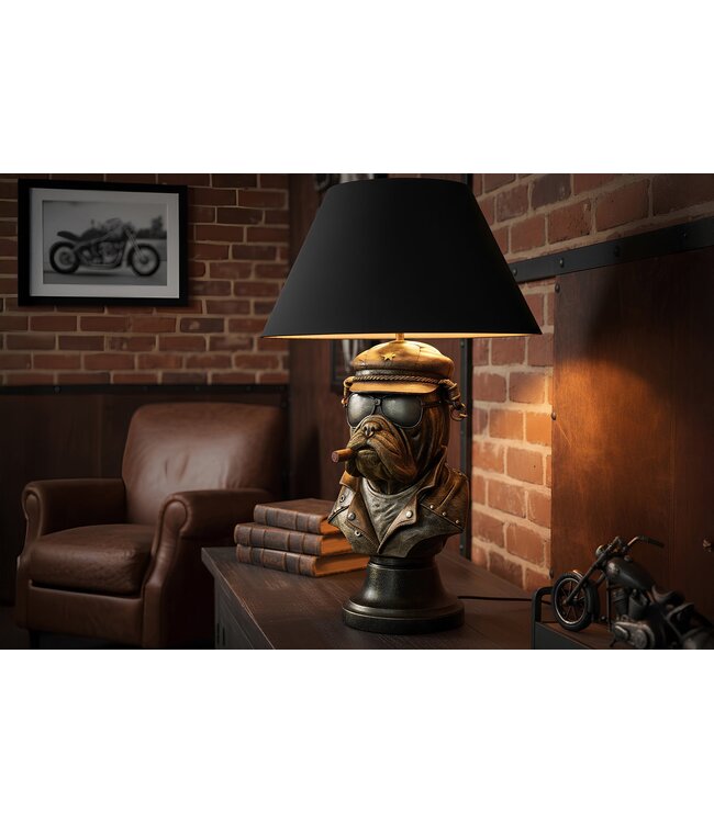 Invicta Interior Tafellamp BULLDOG 55 cm brons met zwarte kap - 48005