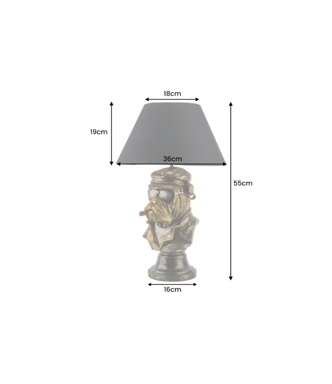 Invicta Interior Tafellamp BULLDOG 55 cm brons met zwarte kap - 48005