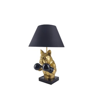 Invicta Interior Tafellamp BULLDOG 55 cm goudkleurige lamp met zwarte kap - 48023