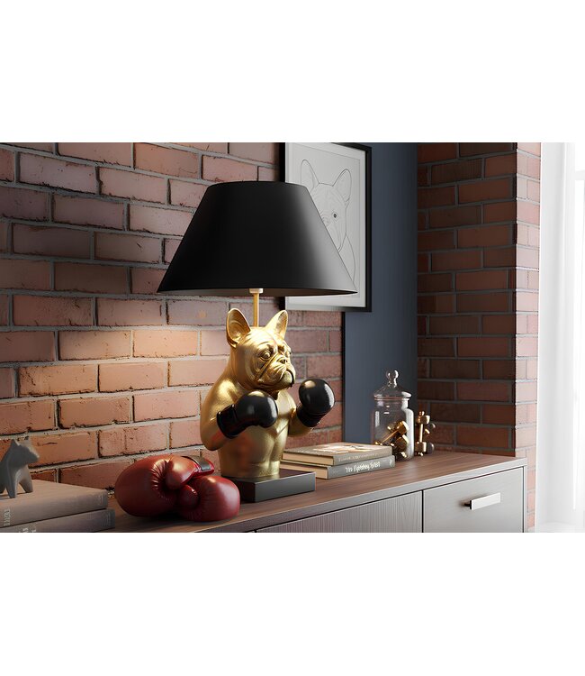 Invicta Interior Tafellamp BULLDOG 55 cm goudkleurige lamp met zwarte kap - 48023