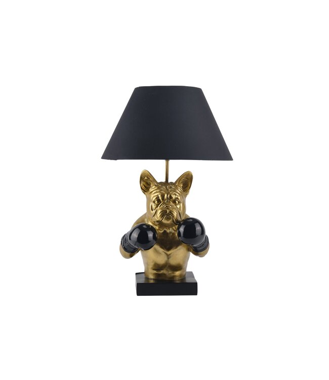 Invicta Interior Tafellamp BULLDOG 55 cm goudkleurige lamp met zwarte kap - 48023