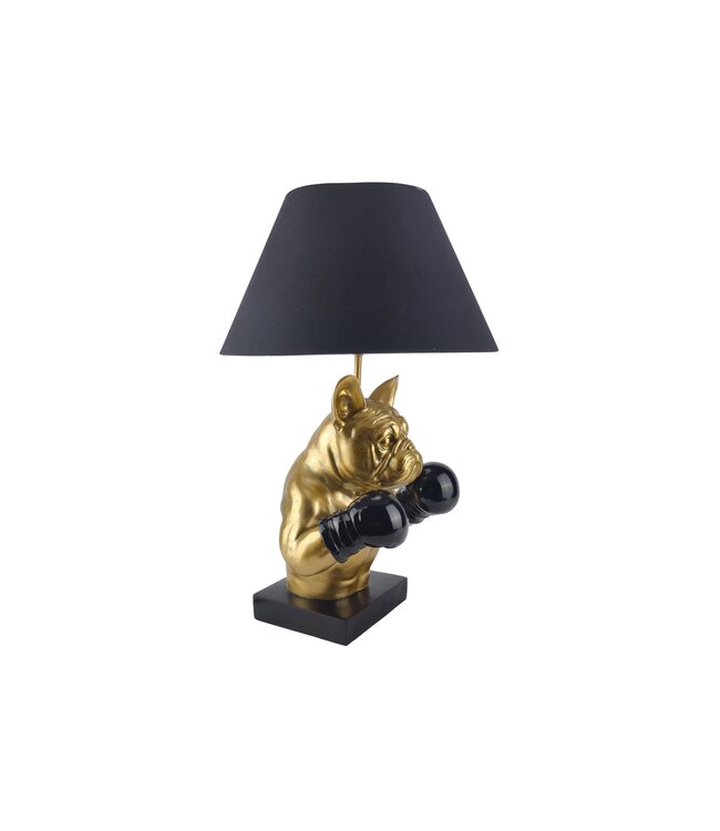 Invicta Interior Tafellamp BULLDOG 55 cm goudkleurige lamp met zwarte kap - 48023