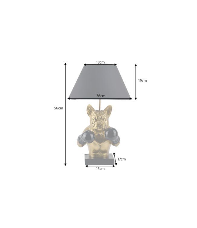 Invicta Interior Tafellamp BULLDOG 55 cm goudkleurige lamp met zwarte kap - 48023