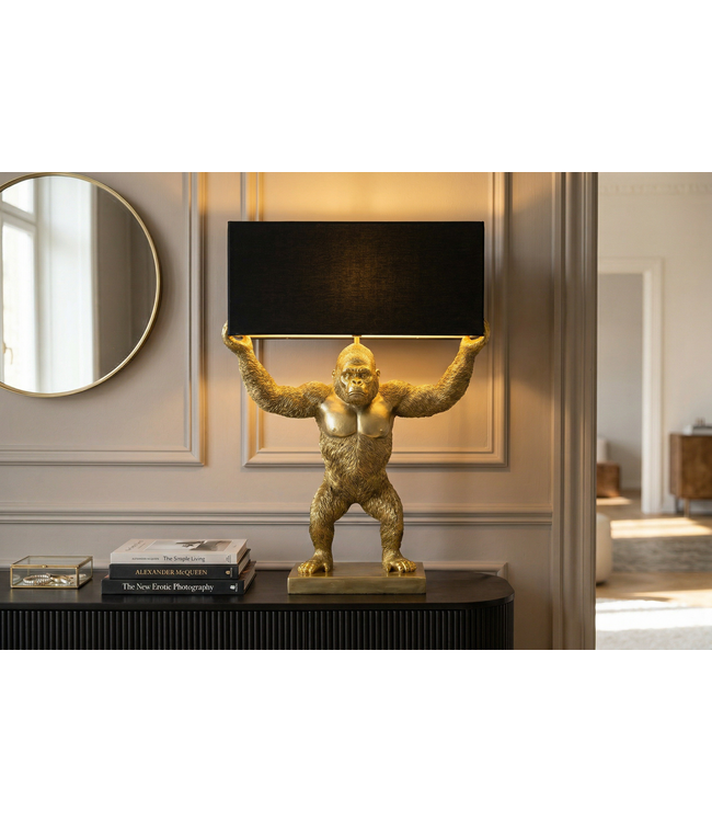 Invicta Interior Tafellamp KING APE 65cm zwart goud - 48002