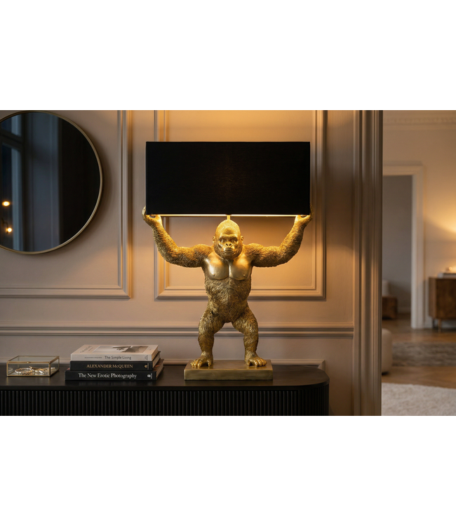 Invicta Interior Tafellamp KING APE 65cm zwart goud - 48002