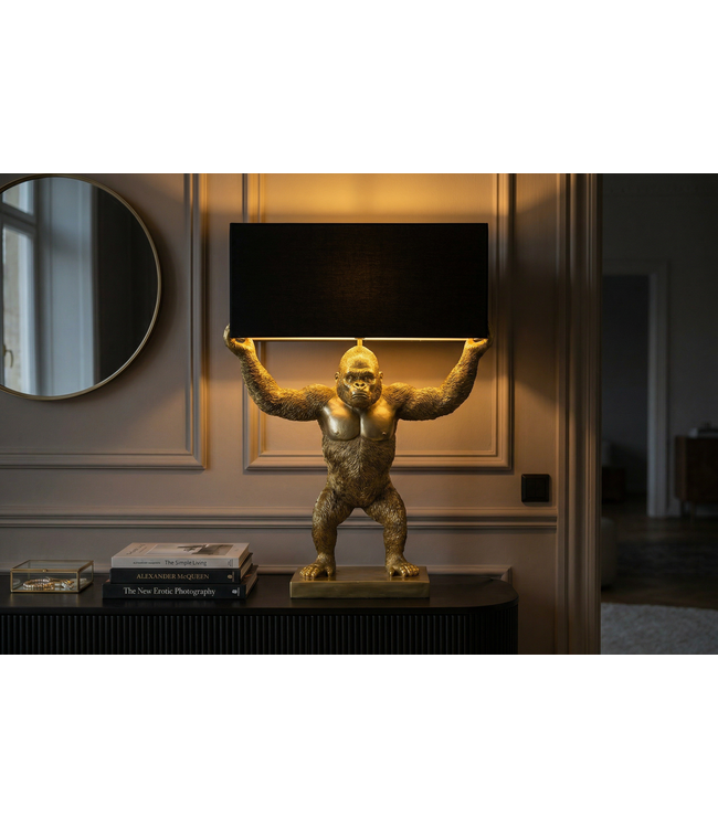 Invicta Interior Tafellamp KING APE 65cm zwart goud - 48002