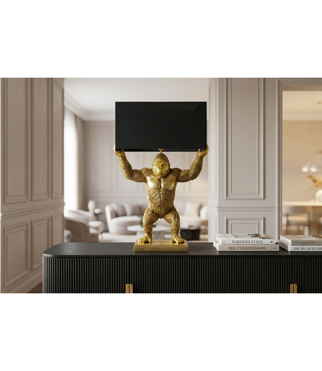 Invicta Interior Tafellamp KING APE 65cm zwart goud - 48002