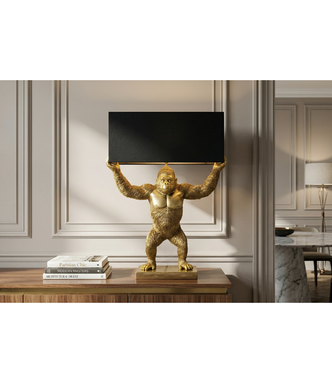 Invicta Interior Tafellamp KING APE 65cm zwart goud - 48002