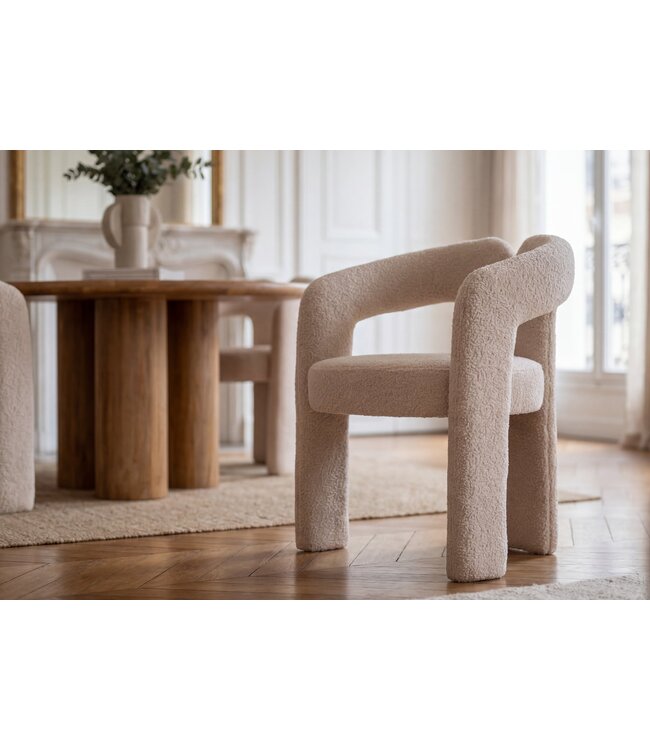 Invicta Interior Stoel ARCH beige teddyfleece fauteuil - 70012