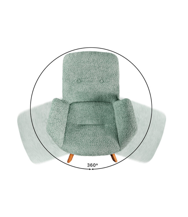Invicta Interior Draaistoel BALTIC, 360° draaibaar, bouclé mint met eikenhouten poten naturel - 45164