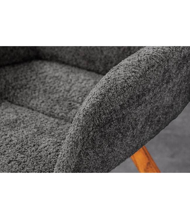 Invicta Interior Draaistoel BALTIC, 360° draaibaar, bouclé, donkergrijs met eikenhouten poten, naturel. - 45165