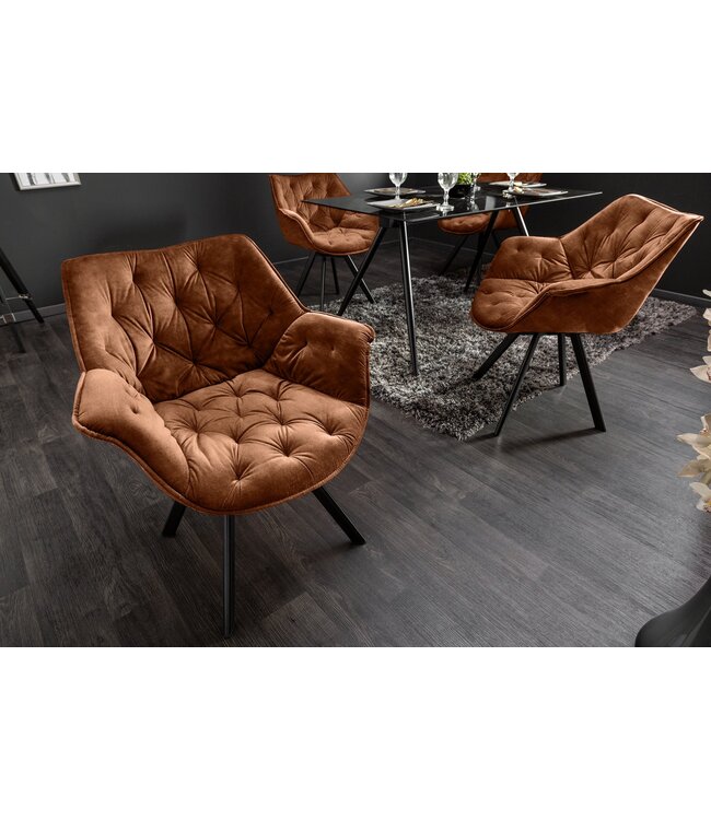 Invicta Interior Draaistoel THE DUTCH COMFORT, 180° draaibaar, met armleuningen, fluweel, roestbruin. - 46667