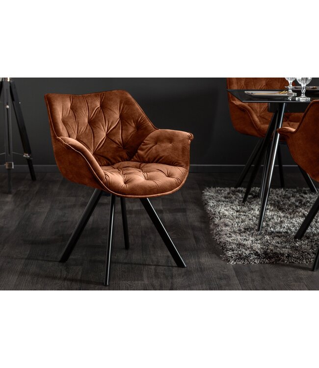 Invicta Interior Draaistoel THE DUTCH COMFORT, 180° draaibaar, met armleuningen, fluweel, roestbruin. - 46667