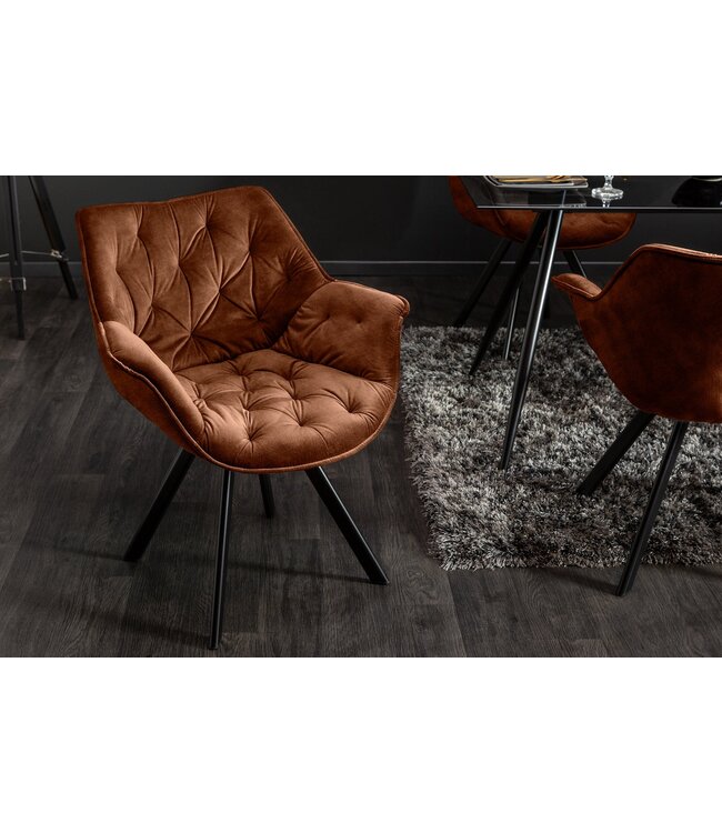 Invicta Interior Draaistoel THE DUTCH COMFORT, 180° draaibaar, met armleuningen, fluweel, roestbruin. - 46667