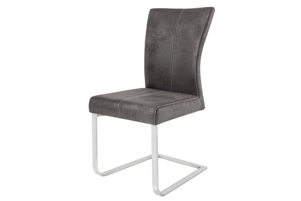 Zwevende stoel SAMSON met zilverkleurige handgreep, microvezel grijs - 35768