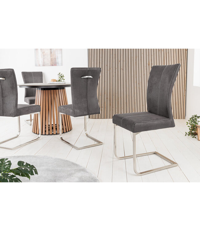 Invicta Interior Zwevende stoel SAMSON met zilverkleurige handgreep, microvezel grijs - 35768