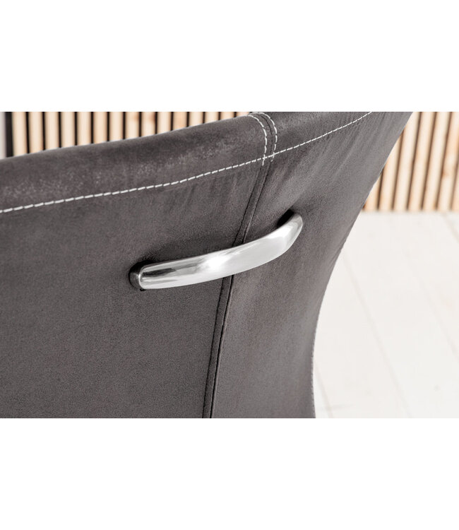 Invicta Interior Zwevende stoel SAMSON met zilverkleurige handgreep, microvezel grijs - 35768