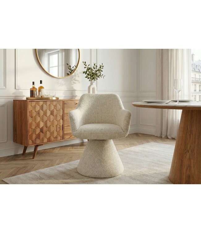 Invicta Interior Draaistoel AMBIENTO 180° met armleuningen, chenille stof, beige, automatische terugkeerfunctie - 47789