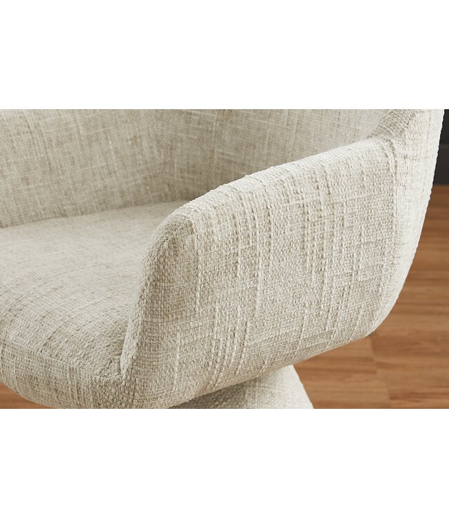 Invicta Interior Draaistoel AMBIENTO 180° met armleuningen, chenille stof, beige, automatische terugkeerfunctie - 47789