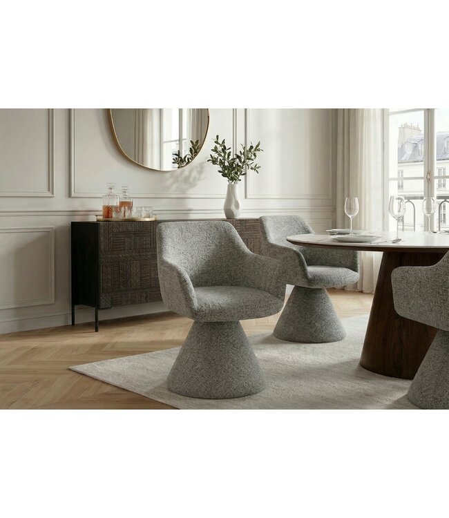 Invicta Interior Draaistoel AMBIENTO 180° met armleuningen, chenille stof, grijs, automatische terugkeerfunctie - 47790