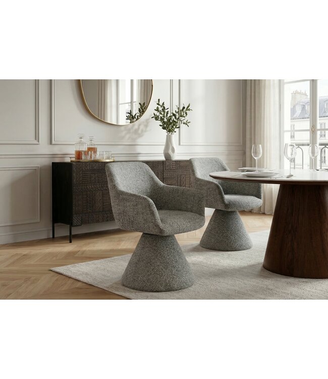 Invicta Interior Draaistoel AMBIENTO 180° met armleuningen, chenille stof, grijs, automatische terugkeerfunctie - 47790