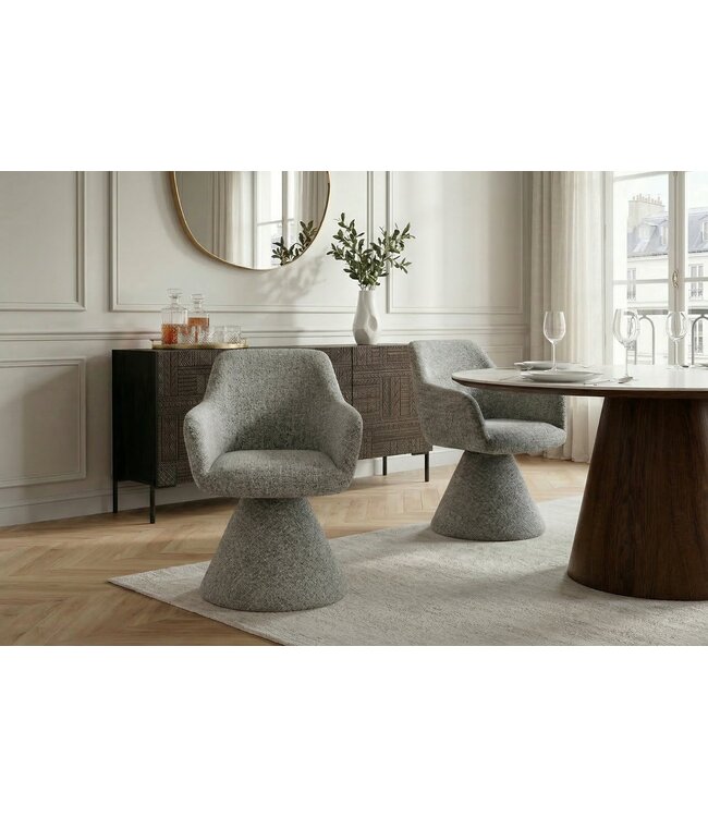 Invicta Interior Draaistoel AMBIENTO 180° met armleuningen, chenille stof, grijs, automatische terugkeerfunctie - 47790