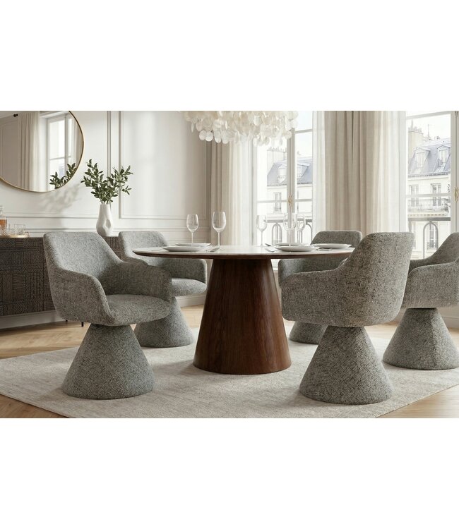 Invicta Interior Draaistoel AMBIENTO 180° met armleuningen, chenille stof, grijs, automatische terugkeerfunctie - 47790