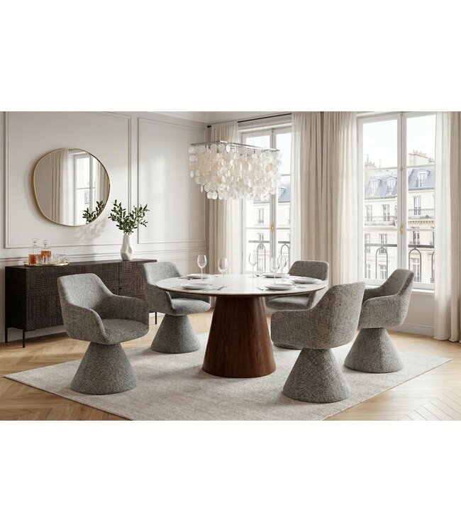 Invicta Interior Draaistoel AMBIENTO 180° met armleuningen, chenille stof, grijs, automatische terugkeerfunctie - 47790