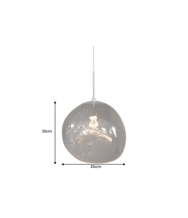 Invicta Interior Hanglamp LIQUID DIAMOND 35 cm, glas met rooklook - 46019