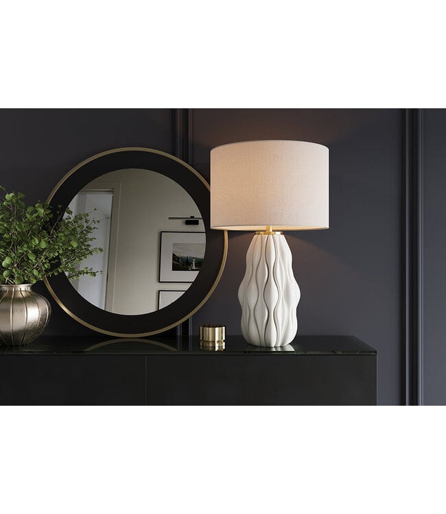 Invicta Interior Tafellamp ELEGANCIA 65 cm witte lampenkap keramiek wit goudkleurig - 46011