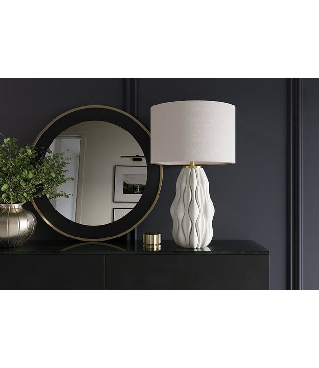 Invicta Interior Tafellamp ELEGANCIA 65 cm witte lampenkap keramiek wit goudkleurig - 46011